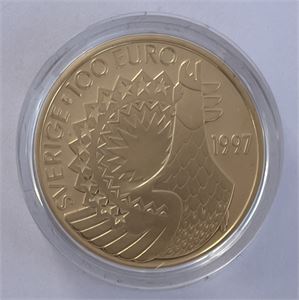 Sverige 100 euro 1997 Alexander Roslin 8,5 g.gull Kv.Proof