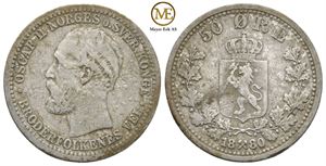 50 øre 1880 Oscar II. Kv.1