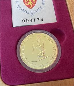 1500 kroner gull 1993 Telemarkskjører Kv.Proof