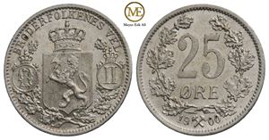 25 øre 1900 Oscar II. Kv.0