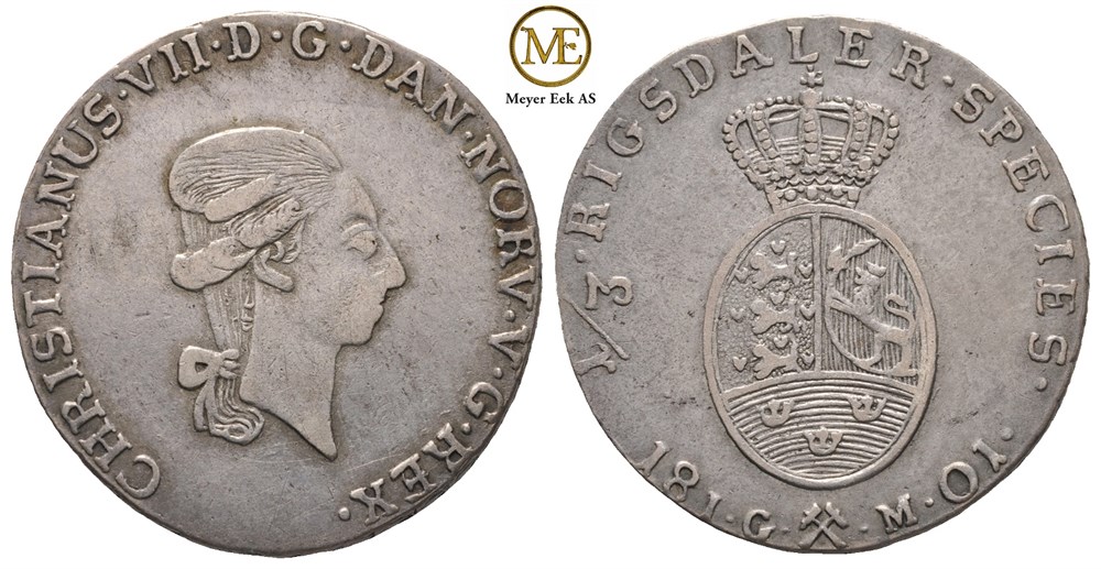 1/3 speciedaler 1801 Christian VII. Kv.1+