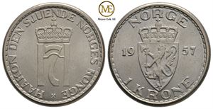 1 krone 1957 Haakon VII. Kv.0