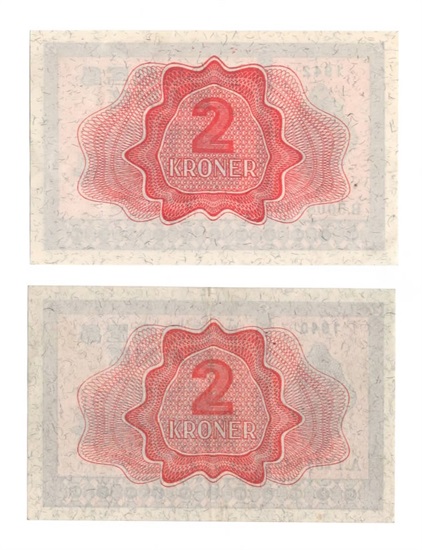 Norge 2 kroner 1940 A og 1942 B kv. 1+