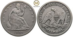 1/2 dollar 1849 O. Seated Liberty. Kv.1/1+