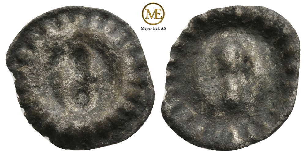 1/2 penning Haakon VI Magnusson (1355-1360) Kv.1+