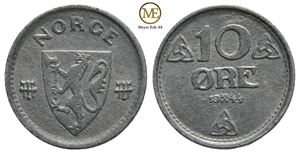 10 øre 1944Haakon VII. Zink. Kv.0