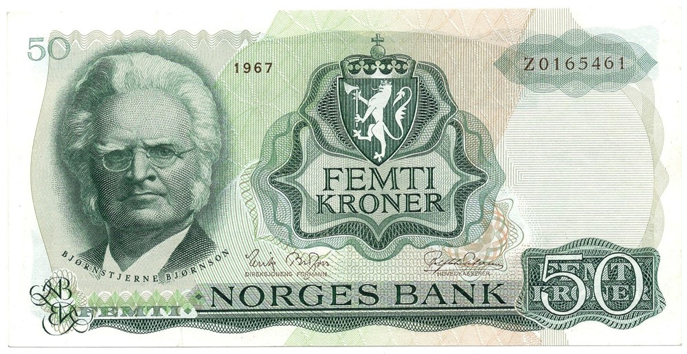50 kroner 1967 Z.0165461. Erstatningsseddel. SSS-seddel. Kv.1+/01