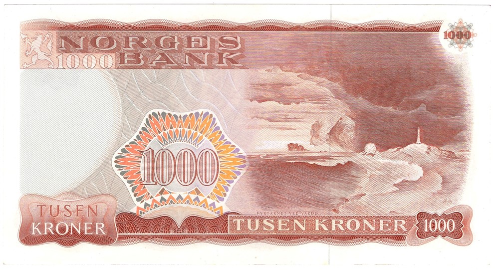 1000 kroner 1978 X.0364316 erstatningsseddel. Kv.0