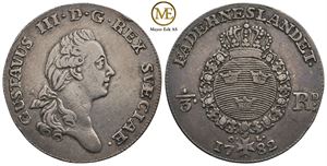 1/3 riksdaler 1782 Gustav III. Kv.1+