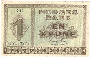 1 krone 1948 K.8133272. Kv.01