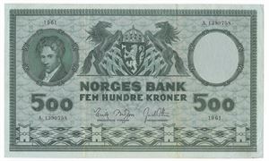 500 kroner 1961 A.1390758. Kv.1/1+