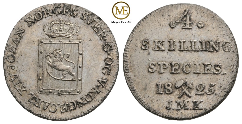 4 skilling 1825 Carl XIV Johan. Kv.0