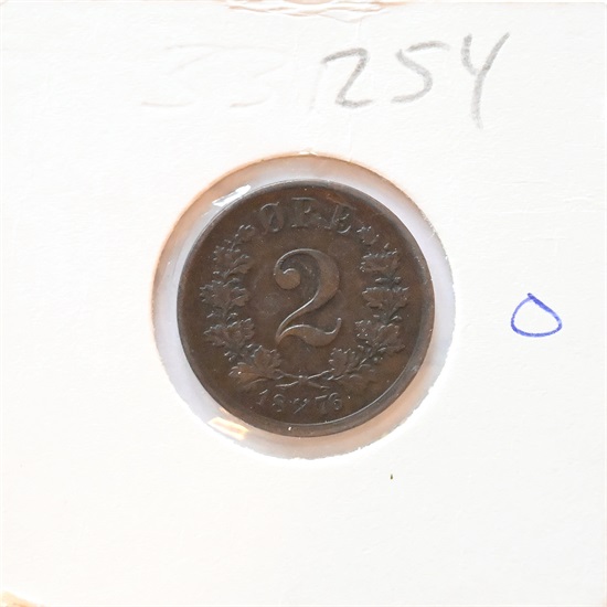 Norge 2 øre 1876 kv. 01