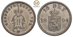 10 øre 1894 Oscar II. Kv.0