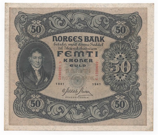 Norge 50 kroner 1941 C kv. 01