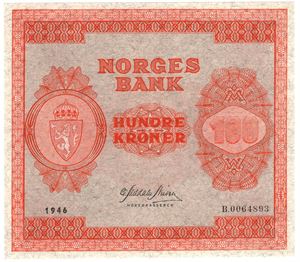 100 kroner 1946 B.0064893. Kv.01