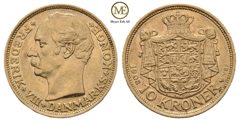 10 kroner 1908 Frederik VIII. Kv.01