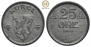 25 øre 1945 zink Haakon VII. Kv.0