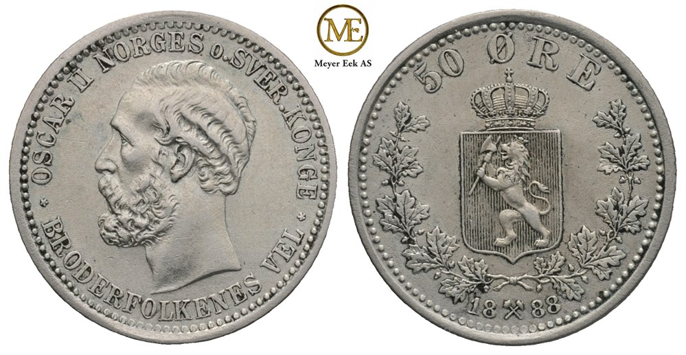 50 øre 1888 Oscar II. Kv.01