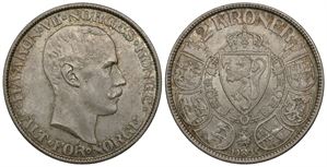 2 kroner 1908 Haakon VII. Kv.0