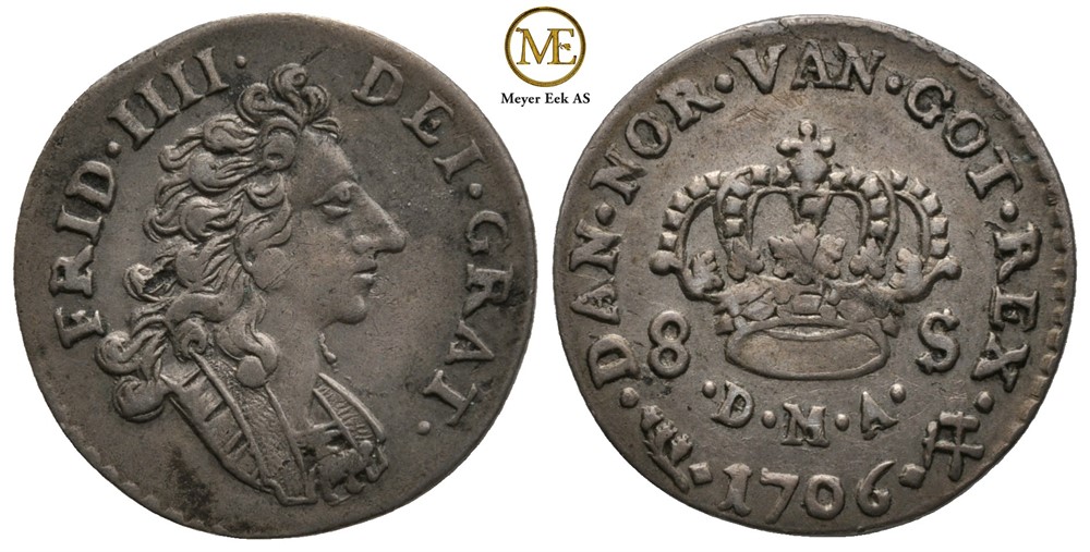 8 skilling 1706 Frederik IV. Kv.1+