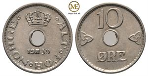 10 øre 1939 Haakon VII. Kv.0