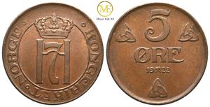 5 øre 1922 Haakon VII. Kv.0/01