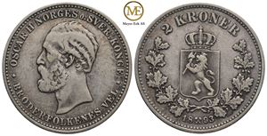 2 kroner 1893 Oscar II. Kv.1