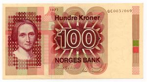 100 kroner 1977 QC erstatning ex. Skanfil 18.7.14