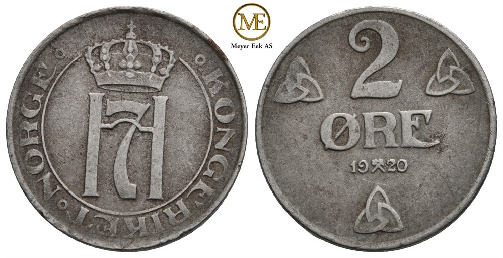 2 øre 1920 Haakon VII. Kv.1+