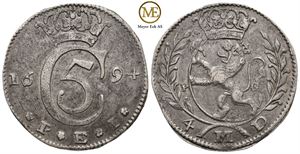4 mark 1694 Christian V. Kv.1+