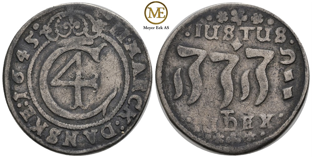 2 mark 1645 Christian IV. Kv.1/1+