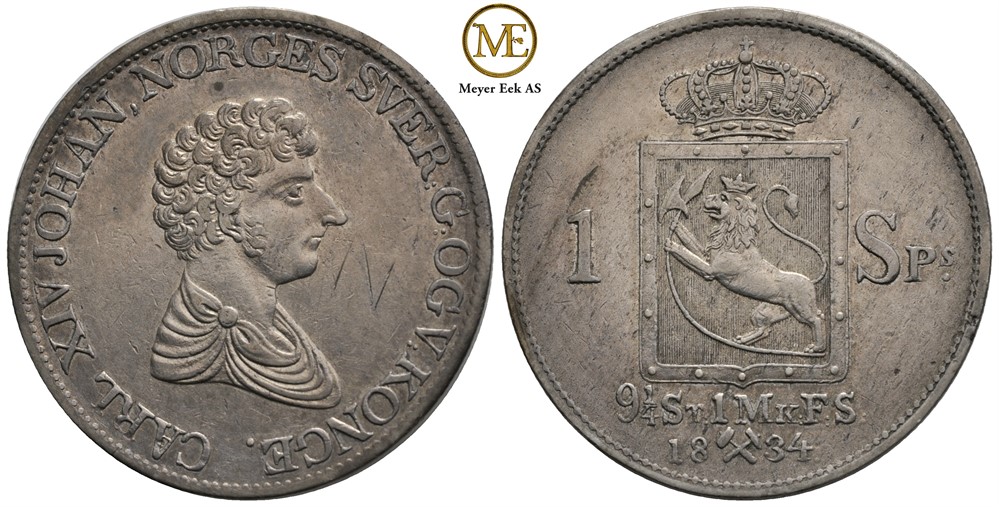 Speciedaler 1834 Carl XIV Johan. Kv.01