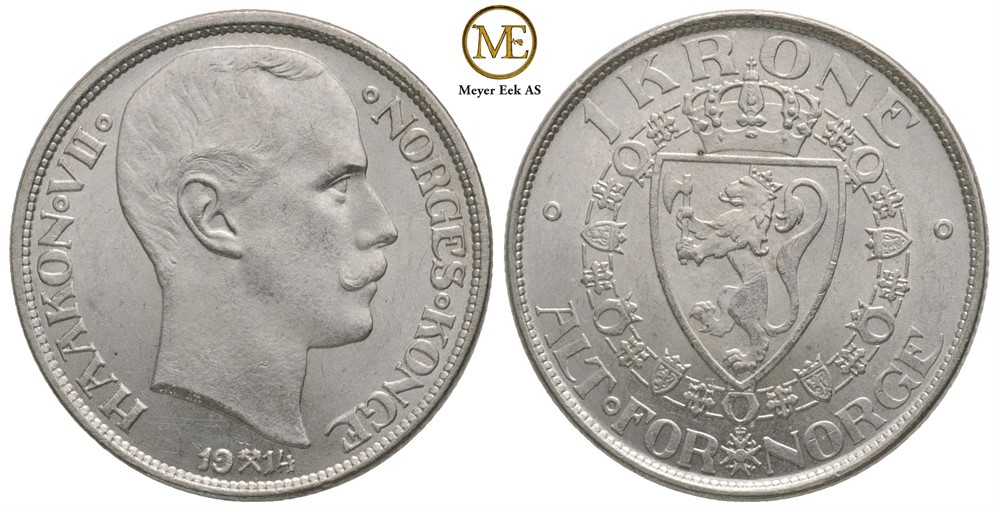 1 krone 1914 Haakon VII. Kv.0