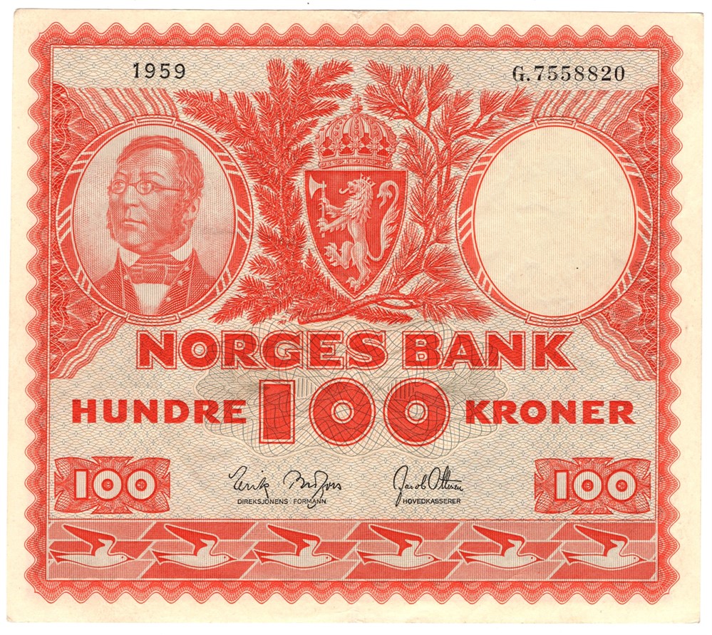 100 kroner 1959 G. Kv.1+/01