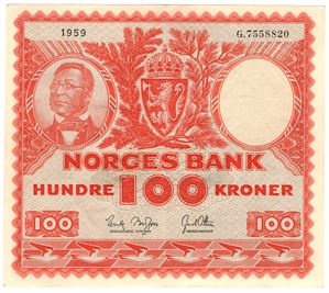 100 kroner 1959 G. Kv.1+/01