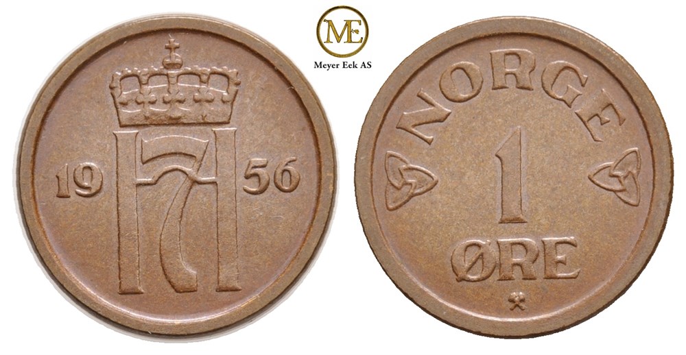 1 øre 1956 Haakon VII. Kv.0