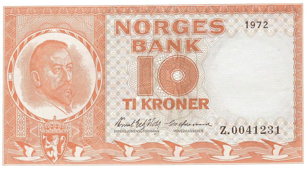 10 kroner 1972 Z.0041231 erstatningsseddel. Kv.01