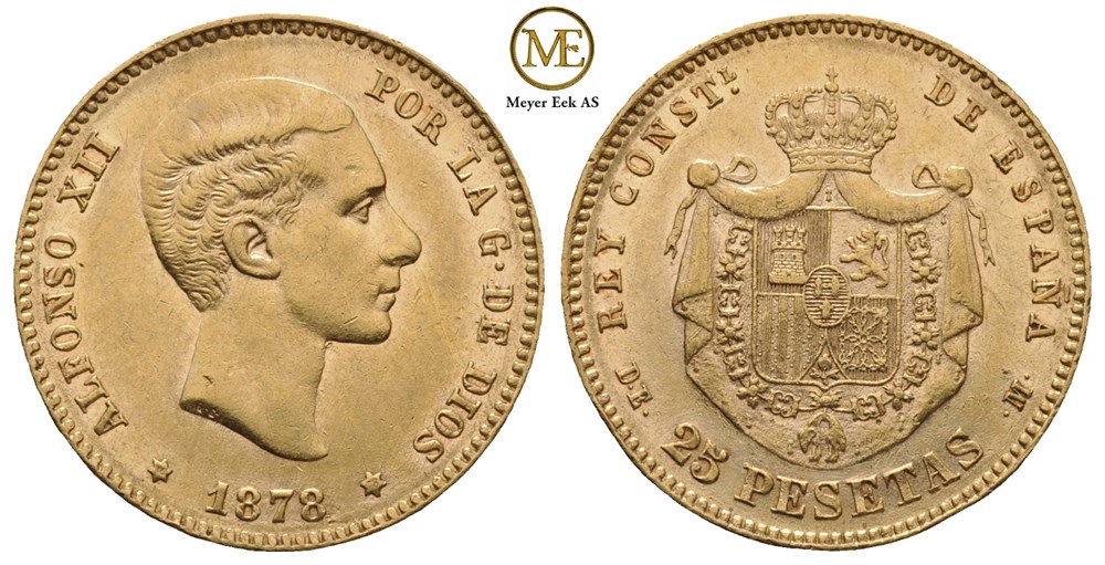 25 pesetas 1878 Alfonso XII. Kv.1+