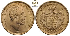 20 kronor 1877 Oscar II. Kv.0/01