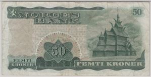50 kroner 1972 X.3091390 erstatningsseddel. Kv.1-