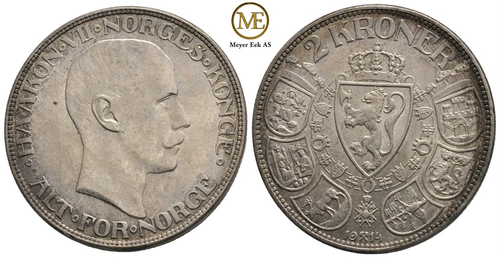 2 kroner 1914 Haakon VII. Kv.01