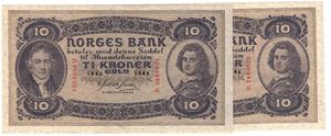 10 kroner 1943 D. I serie. Kv.0/01