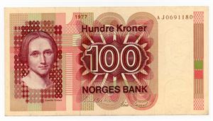 100 kroner 1977 AJ ex. Skanfil 2.4.16