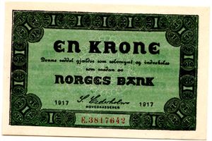 1 krone 1917 E Ex. Stave Olsen Kv. 0