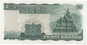 50 kroner 1967 X.2203313. Erstatningsseddel. Kv.1+/01