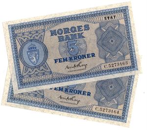 5 kroner 1947 C. i serie. Kv.0