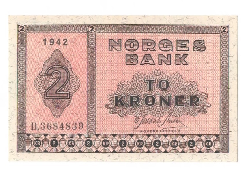 2 kroner 1942 B kv. 0