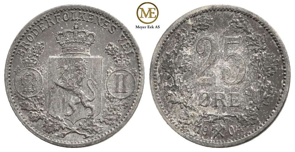 25 øre 1904 Oscar II. Kv.0