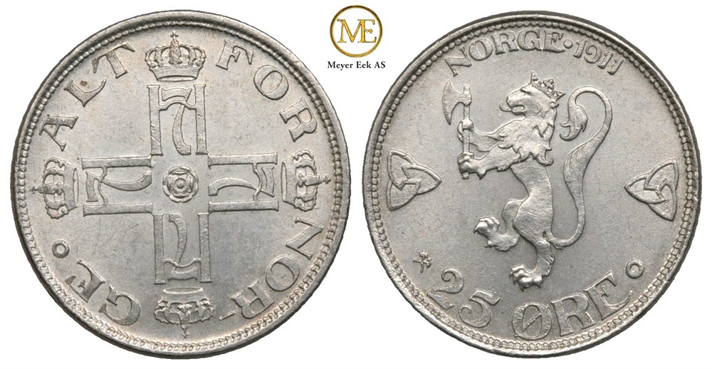 25 øre 1911 Haakon VII. Kv.0
